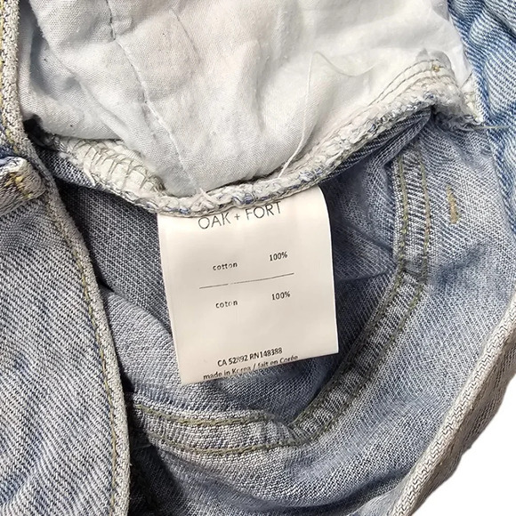 Oak + Fort Womens Distressed Hem Light Wash High Rise Straight Leg Jeans Size 25 - Picture 8 of 8